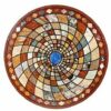 Gifts And Artefacts 42 x 42 Inches Geometric Design Inlay Work Dining Table Top Round Marble Sofa Center Table for Home Furniture Decor