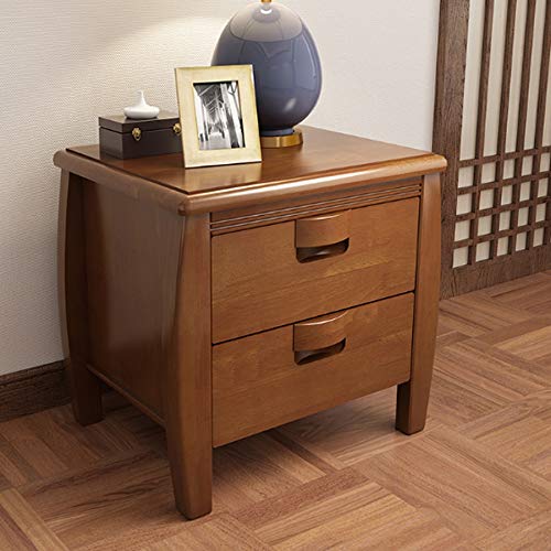 maozi Solid Wood Double Drawer Design Bedside Table, Mini Antique Simple Bedside Table