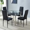 DINGZZ Double-layer Square Tempered Glass Stainless Steel Cylindrical Leg 80 * 80 * 75cm Dining Table Set or 4pcs Dining Chairs