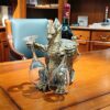 HEINBOW Steampunk Dragon Wine Bottle Wine Holder Statue with Two Wine Glasses Holder Wine Rack Gothic Decor Metallic Look for Home Decor Gifts fo