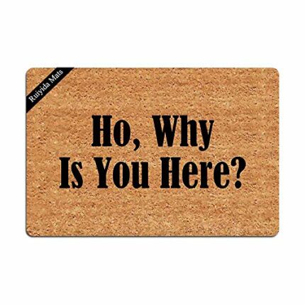 Entrance Mat Ho Why is You Here Funny Doormat Door Mat Decorative Indoor Doormat Non-Woven 23.6 by 15.7 Inch Machine Washable Fabric Top
