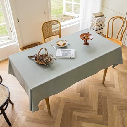 Home Brilliant Plain Large Rectangular Tablecloth, Table Cloth Polyester, Water Resistant Table Protector for Patio Outdoor Table, Sage Green, 14