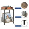 2-Tier Record Player Table, Industrial Retro Side Table Nightstand Small End Table for Living Room Bedroom Kitchen Office Small Spaces, Record Pl