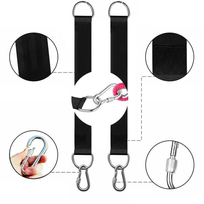 acdokuk 2 Pcs 250 mm Swing Hanging Straps Kit, with 2 Pcs 50 mm Carabiner, Adjustable Hammock Straps, Hammock Straps Holds Up to 200KG, Tree Swin