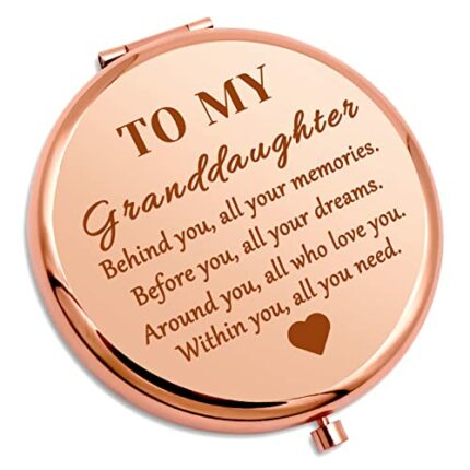 Granddaughter Gifts for Girls Inspirational Compact Mirror Granddaughter Gifts from Grandma Grandpa Compact Makeup Mirror Encouragement Gift for