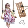 Wood swings, Arc Wooden swing,Hanging Swing Seat for Adult Kids Children Swing Chair Indoor and Outdoor Garden Yard Play (Gold)
