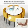 Kitchen Table and Chairs for 4, 5-Piece Compact Dining Room Table Set，DI 31/35.4INCH Faux Marble Pattern Top and 4 PU Leather Upholstered Seat, M