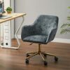 Warmiehomy Velvet Office Chair -Armchair Swivel Chair Office Desk Computer Chair Height Adjustable Chair For Office Home Living Room Bedroom (Dar