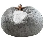 Cookit Bean Bag Chair Cover(Cover Only,No Filler) Chair Cushion, Big Round Soft Fluffy PV Velvet Washable Lazy Sofa Bed Cover, Living Room bedroo