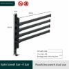 Swivel Towel Rack, Sviwel Towel Bar for Bathroom, Aluminum 4-Arm Towel Bar, Space Saving Wall Mounted Towel Holderwith Hook, Rustproof Swing Out
