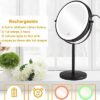 ALHAKIN Rechargeable Makeup Mirror with Lights, 8 inch 10x Magnifying Mirror with 3 Color Lights, Brightness Dimmable Lighted Makeup Mirror for D