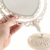 XPXKJ 7Inch Heart Shaped Mirror, 360°Two-Sided Magnifying Aesthetic Mirror, Coquette Room Decor Vanity Mirror for Desk,3X Magnification Bathroom