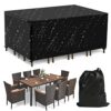 XZGm Outdoor Garden Furniture Cover Waterproof, UV Resistant 420D Heavy Duty Oxford Fabric for Outdoor Rectangular Sofa Table and Chairs, Black (