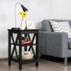 VECELO End Side Table, Nightstand Storage Shelf with Bin Living Room, Bedroom, Lounge, Sofa Couch, Wood, BLU, X-Design Furniture
