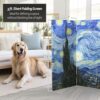 Red Lantern 3 ft. Short Double Sided Works of Van Gogh Canvas Folding Screen Starry Night/Sunflowers 3 Panel Freestanding Partition and Separator