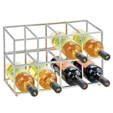 mDesign Stackable, Metal Geometric Free-Standing Water Bottle and Wine Rack Storage Organizer for Kitchen Countertops, Pantry, Fridge - Holds 8 B