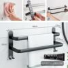 Bathroom Towel Rail 40cm, Towel Rack, Black Matt Towel Rail with Towel Rails and Hook Design, Towel Holder,Ladder Towel Rack, No Drilling Require