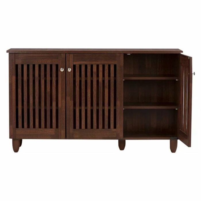 ZCMEB Home Hallway 3-Door Wooden Entryway Shoes Storage Wide Cabinet Shoes Rack Shoe Storage