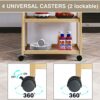 SMIBUY Kitchen Island Cart on Wheels with Storage Drawer & Shelves, Bamboo 3-Tier Rolling Utility Serving Rack with Solid Wood Countertop & Locka