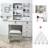 saicheng Vanity Desk with Mirror and Lights-3 Color and Brightness Adjustable, Vanity Set with Drawers and Chair, White Makeup Vanity Table for G