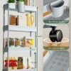 LEHOM 5.1" Slim Storage Cart - 4 Tiers Bathroom Organizer Mobile Shelving Unit Storage Rolling Utility Cart Slide Out Organizer for Kitchen Bathr