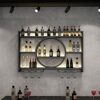 EYLINK Modern Metal Wall Mounted Wine Display Rack, Bar Unit Floating Shelves, Wall-Mounted Wine Racks, Glass Rack Iron Display Stand Wine Holder