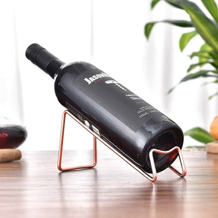 JLNGTHONG 2 Pcs Wine Bottle Holder Creative Metal Red Wine Rack Stainless Steel Single Wine Racks Free Standing Small Wine Rack Tabletop Water Bo