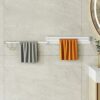 CHAHUANV Wall Mounted Towel Holder Rack,Towel Bar Swivel with 3-Arm,Space Saving Clothing Rack for Laundry,White
