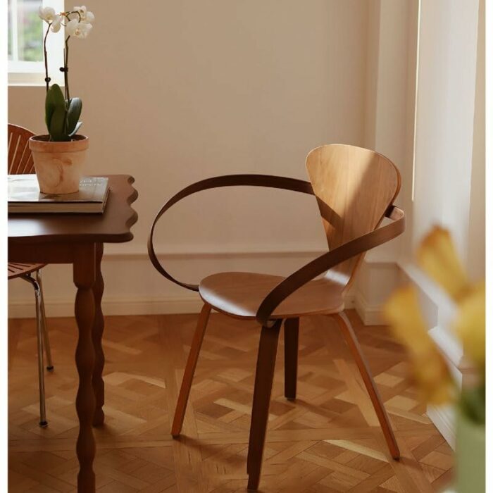 JJZXD Solid Wood Accent Dining Chair Armchair Ribbon Shaped Design Art Chair Backrest Home Furniture