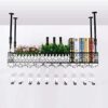 SUCHETA Hanging Wine Rack with Glass Holder and Shelf, Bar Goblet Stemware Glass Rack Floating Shelves Wall-Mounted Wine Racks Hanging Wine Holde