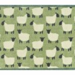 Turtle Mat Sheep Flock design- Green - highly absorbent indoor barrier mat, size 60x85cm