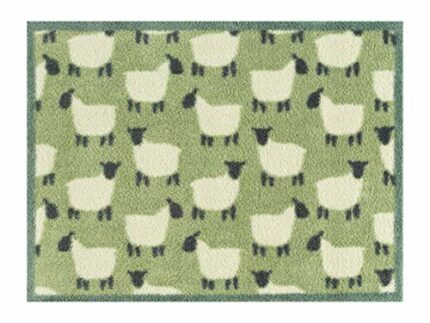Turtle Mat Sheep Flock design- Green - highly absorbent indoor barrier mat, size 60x85cm