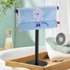 Pynsseu Bath Hand Towel Holder Standing, SUS304 Stainless Steel Matte Black T-Shape Towel Bar Rack Stand, Tower Bar for Bathroom Kitchen Vanity C