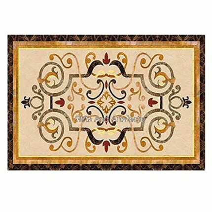 Gifts And Artefacts 36 x 60 Inches Shiny Gemstones Inlaid Dining Table Top Black Marble Rectangle Shape Hallway Table for Home Furniture Decor