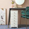 BAKAJI Low Space Saving Chest with 6 Drawers Storage Shelves, White Polypropylene Trolley with 4 Wheels and Sturdy Structure, Multipurpose Organi