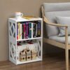 Rerii Small Bookshelf Bookcase for Small Spaces, Bed Side End Table 3 Tier 2 Shelf, Mini Little Book Shelf Case for Kids Room Bedroom Living Room
