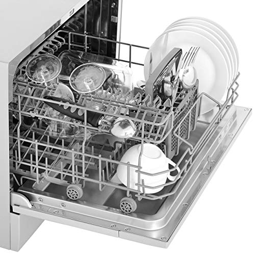 Zanussi ZDM17301SA Freestanding Counter Top Dishwasher, Compact Dishwasher, 55 cm Width, 6 Place Settings, 6 Programmes, Residual Drying, 52dB, S