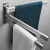 Towel Rail Chrome Swivel,Stainless Steel Bathroon Kitchen Wall Mounted Towel Rack Holder With 2 Swivel Bars