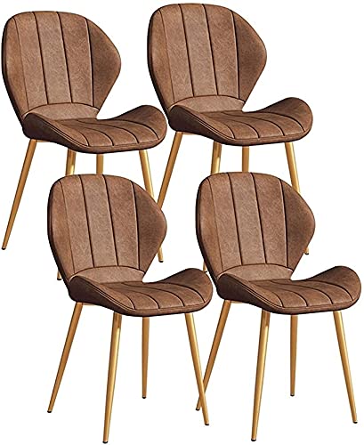 Kitchen Dining Room Furniture Chairs Dining Chairs Set Of 4 Kitchen Living Room Lounge Counter Chairs Vintage Leather Chairs with Metal Legs (Col