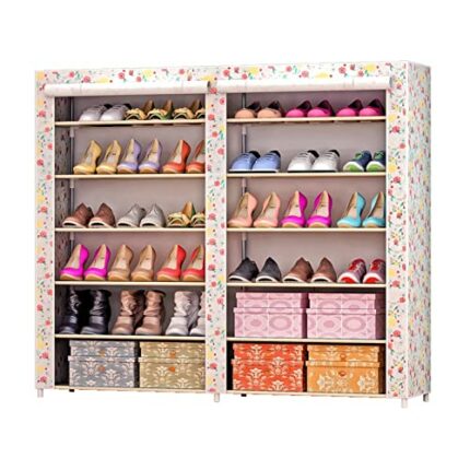 JYDQM Home Rental House Entrance Double Door Large Capacity Double Row 6 Layer Combination Shoe Cabinet (Color : Argento, Size : 108 * 32 * 120CM