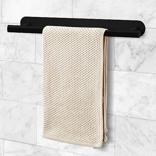 Joejis Self Adhesive Towel Rail 40cm Stainless Steel & Black Matte Bathroom Towel Holder Multiuse for Kitchen or Bathroom Towel Rail Drill-free (