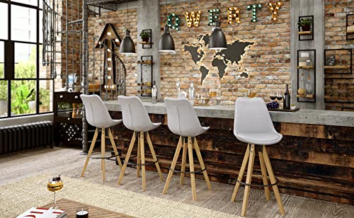 Amazon Brand - Movian Arendsee, Set of 2 Bar Stools, 55 x 48.5 x 111.5 cm (L x W x H), Light grey