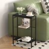 Yusong Small Narrow Side Table for Small Spaces, Slim End Table Nighstand with Metal Mesh, Accent Skiny Snack Couch Beside Table (Black, 3 Tier)