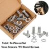 FandWay TV Mount Hardware Kit, VESA TV Mount Screws for TV and Monitor Mounts Bracket Fixing 24pcs M4 M6 M8 Stainless Steel Screws Washers