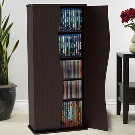 Atlantic Venus Media Storage Cabinet – Compact Space-Saving Design, Holds up to 198 CDs, or 88 DVDs or 108 Blu-Rays, Magnetic-Latch Doors to Prot