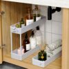 SPACEKEEPER Storage Trolley 3-Tier Slim Storage Cart Slide Out Rolling Utility Cart Mobile Shelving Unit Trolley Organizer Cart for Kitchen Bathr