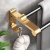 HIGOH Towel Rack Double Towel Rail,Multifunction Wall Mounting Towel Rack,2-Armed Towel Holder with,Aluminum,Bathroom Hardware