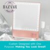 Glamcor Riki Skinny Smart Vanity Mirror with HD LEDs, Magnifying Mirror Attachment, Phone Holder and Bluetooth Control (Rose Gold, 10X Magnificat