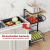 UMDONX Vegetable Storage Rack,kitchen Trolley,Vegetable Trolley on Wheels,4 Tier Kitchen Vegetable Storage Trolley Black Metal 15.4"*12.2"*34.44"
