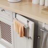 VEHHE Over The Door Towel Rail - Kitchen Towel Rail- Over Tea Towel Holders Bar with 2 Hooks - 2 Pcs Dish Towel Holder for Kitchen | Silver